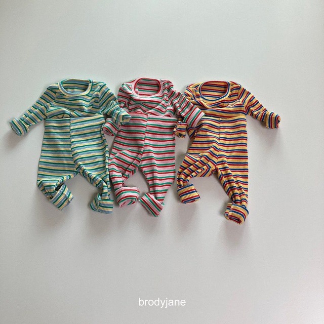 【取寄】brodyjane｜multi-stripe long-sleeve set｜マルチストライプ長袖セット｜S-M｜1-3y｜26 autumn