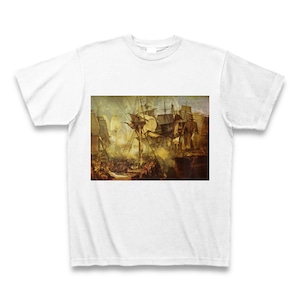 トラファルガーの海戦（ウィリアム・ターナー）：厳選名画Tシャツコレクション（ホワイト）