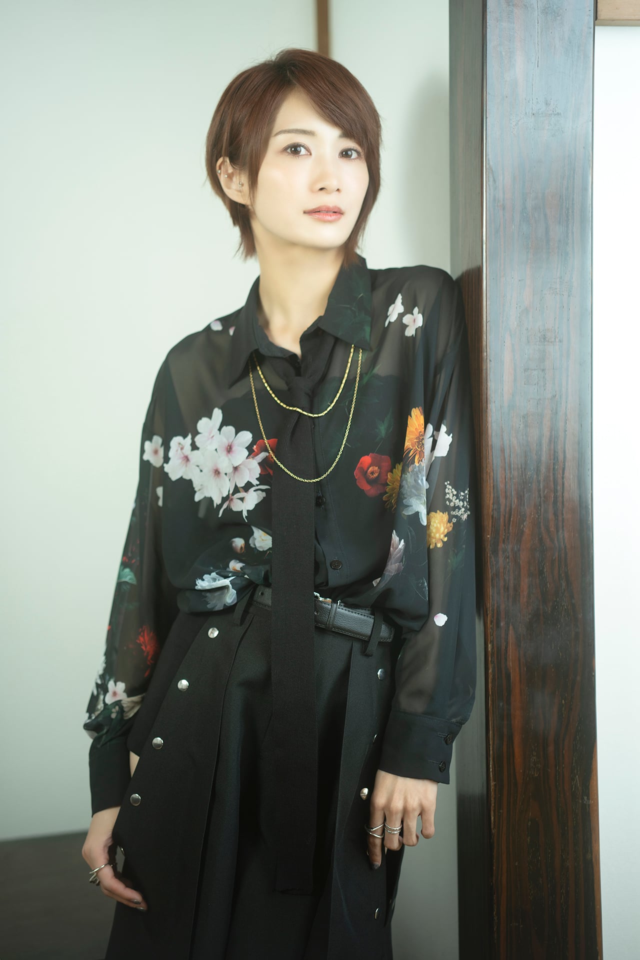 和花シースルーシャツ Japanese flowers see-through shirt | shiki