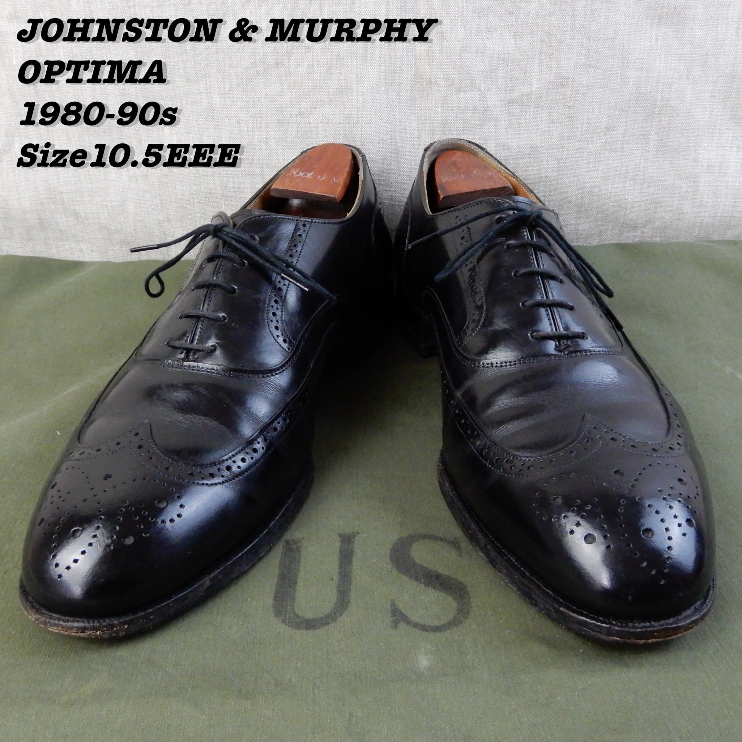 Johnston  Murphy OPTIMA Wing Tip Shoes 1980s 1990s Size10.5 3E Loki  VintageUsed