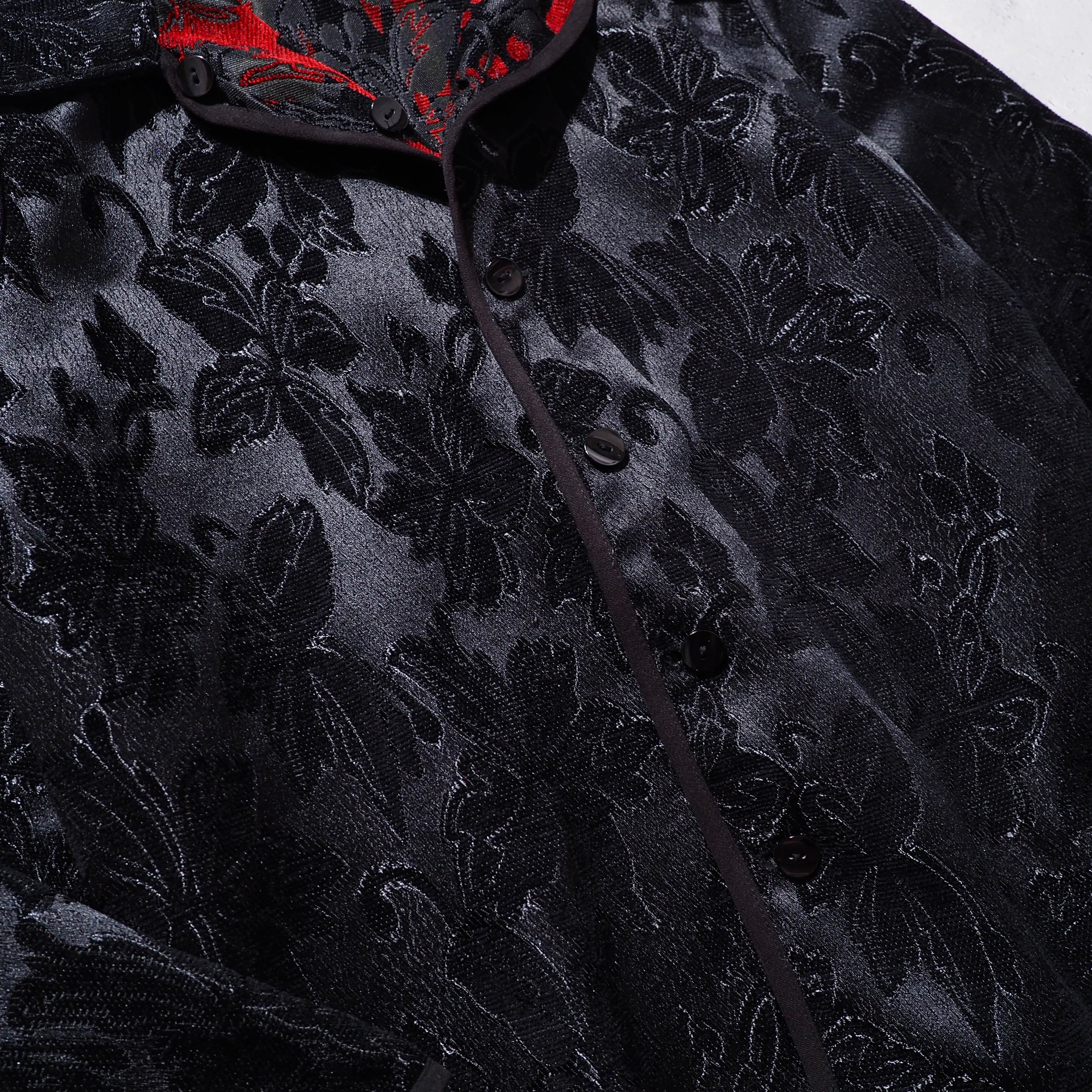 " 両面 - Reversible " Beautiful Flower Embbossed vintage Velours jacket