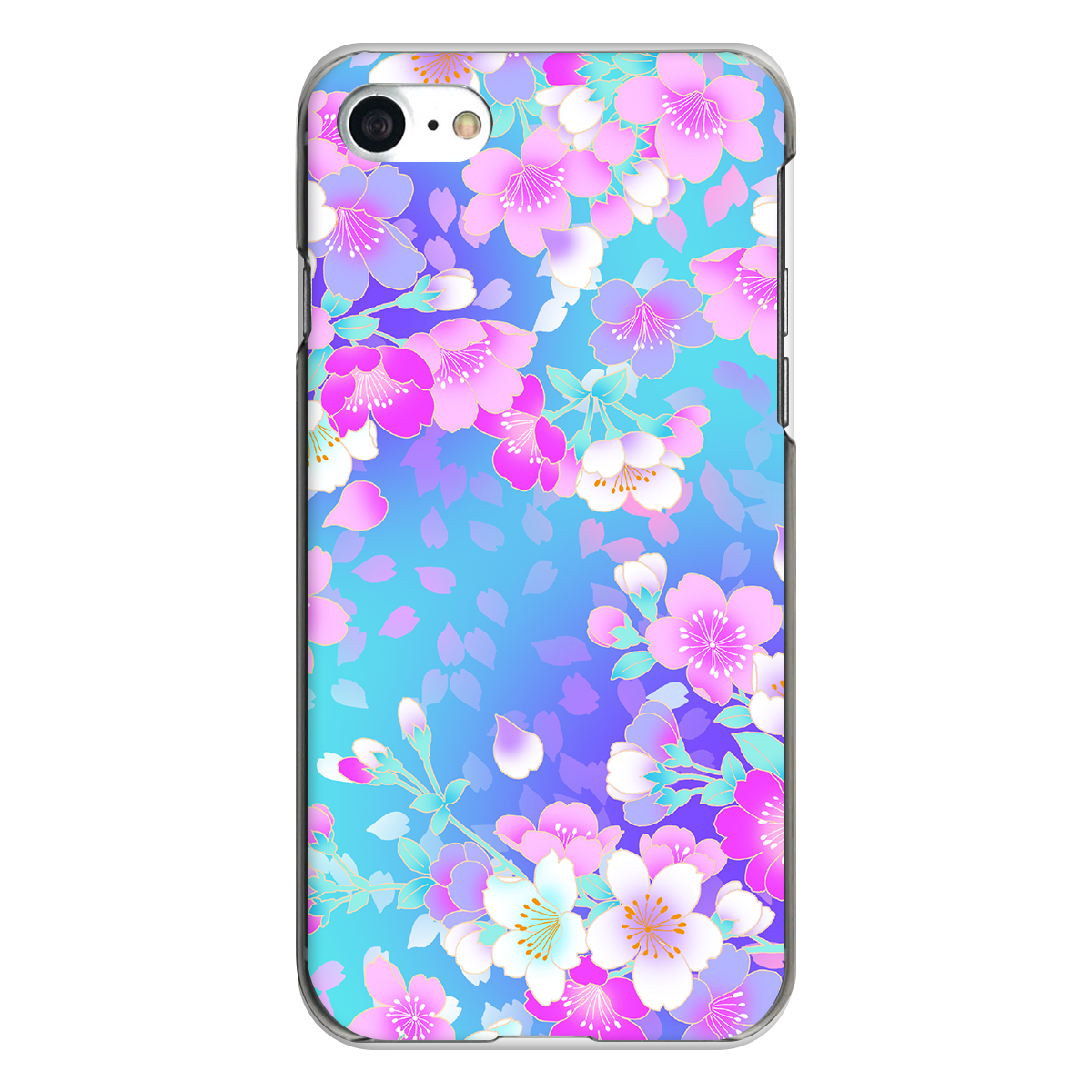 iPhone対応 スマホ ハードケース クリア 水面桜流し 和柄 日本 【iPhone17 / iPhone16e / AQUOS / Xperia 他 iPhone / Android ほぼ全機種対応】 |skraf081