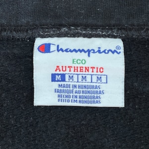 【champion】企業系 刺繍ロゴ HD SUPPLY ワンポイント ハーフジップ スウェット プルオーバー M チャンピオン 黒ボディ US古着