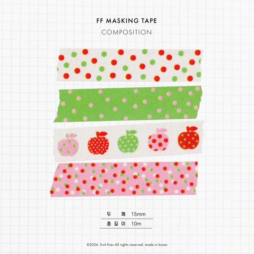 fruit fries】マスキングテープ Apple Dotty Patterns | 韓国文具