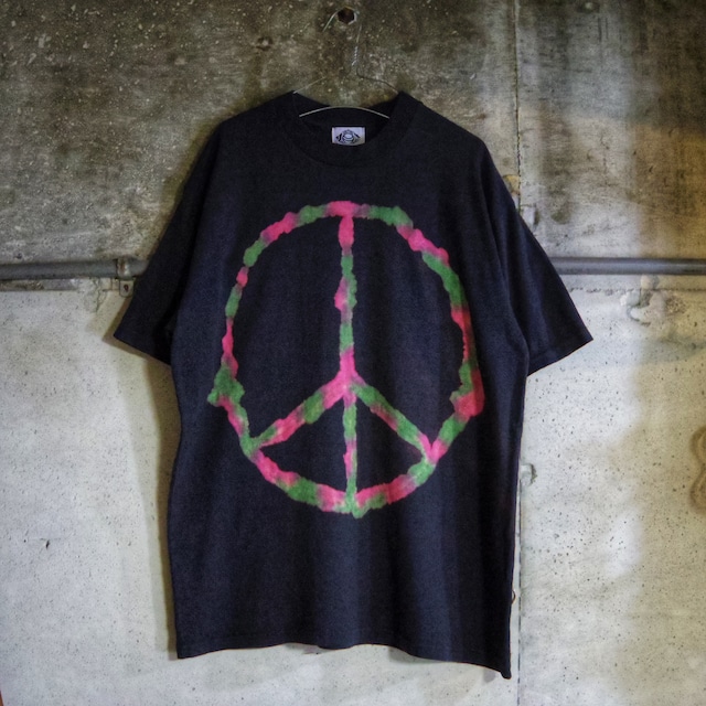 “PEACE☮” 抜染 タイダイ ヘンプコットン Tシャツ -sumikuro-