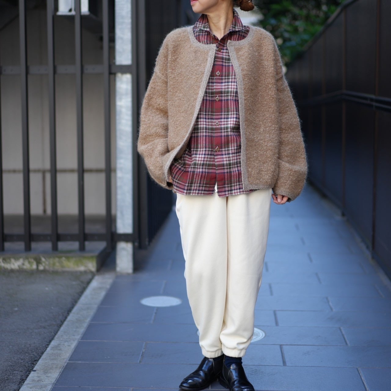 unfil(アンフィル) mohair & shetland wool jumbo loop knit jacket