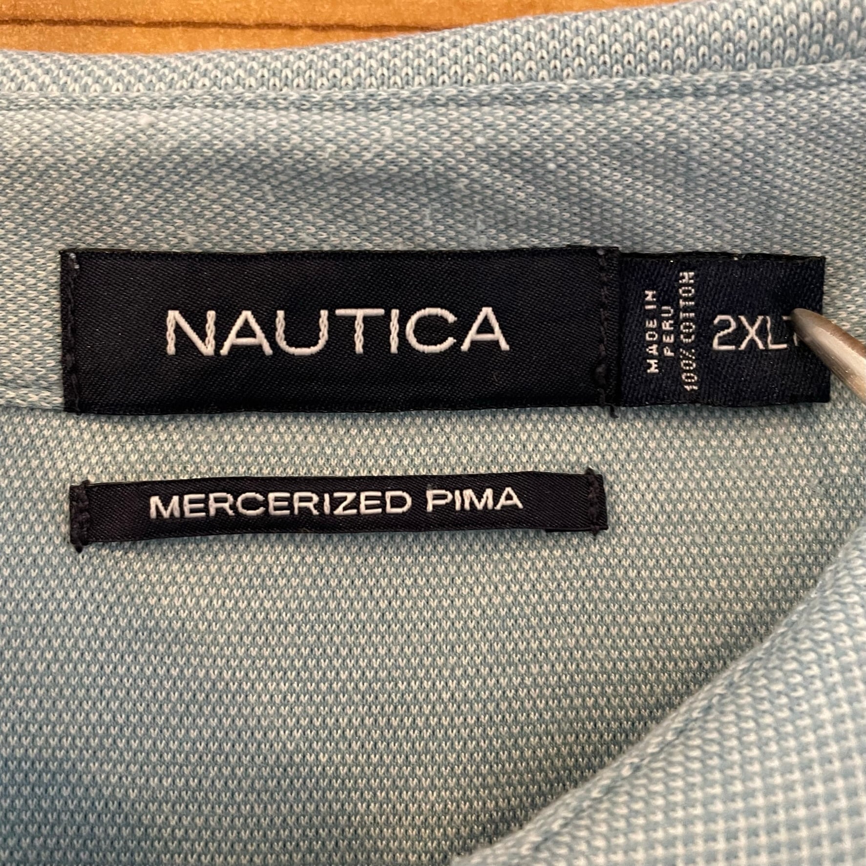 NAUTICA】2XL 超ビッグサイズ ポロシャツ 刺繍ロゴ 爽やかライトブルー