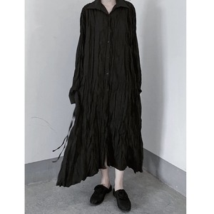 CRINKLE BLACK DRESS M-9001