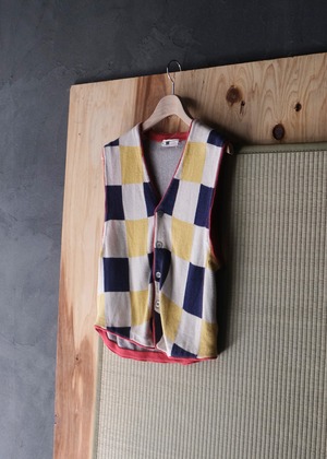MIYAKE DESIGN STUDIO checkers knit vest