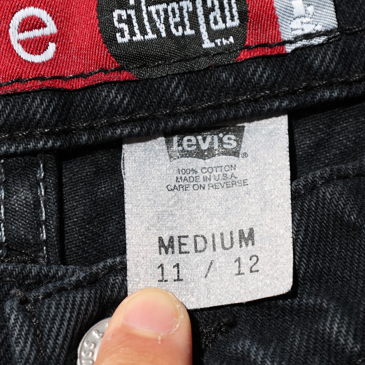 美品 実寸31×31 USA 96年 Levi’s Silvertab Loose 後染めブラックデニムパンツ リーバイス シルバータブ