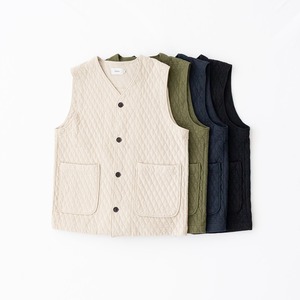 リネン RINEN 30/1オーガニック天竺ダイヤキルティング ベスト(R17611)全4色