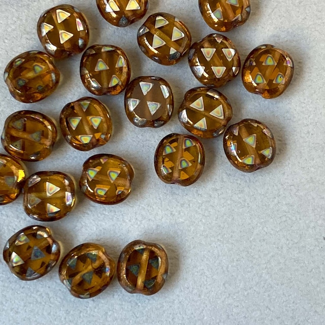 三角模様ラウンドチェコビーズ（10mm）《オンライン限定》