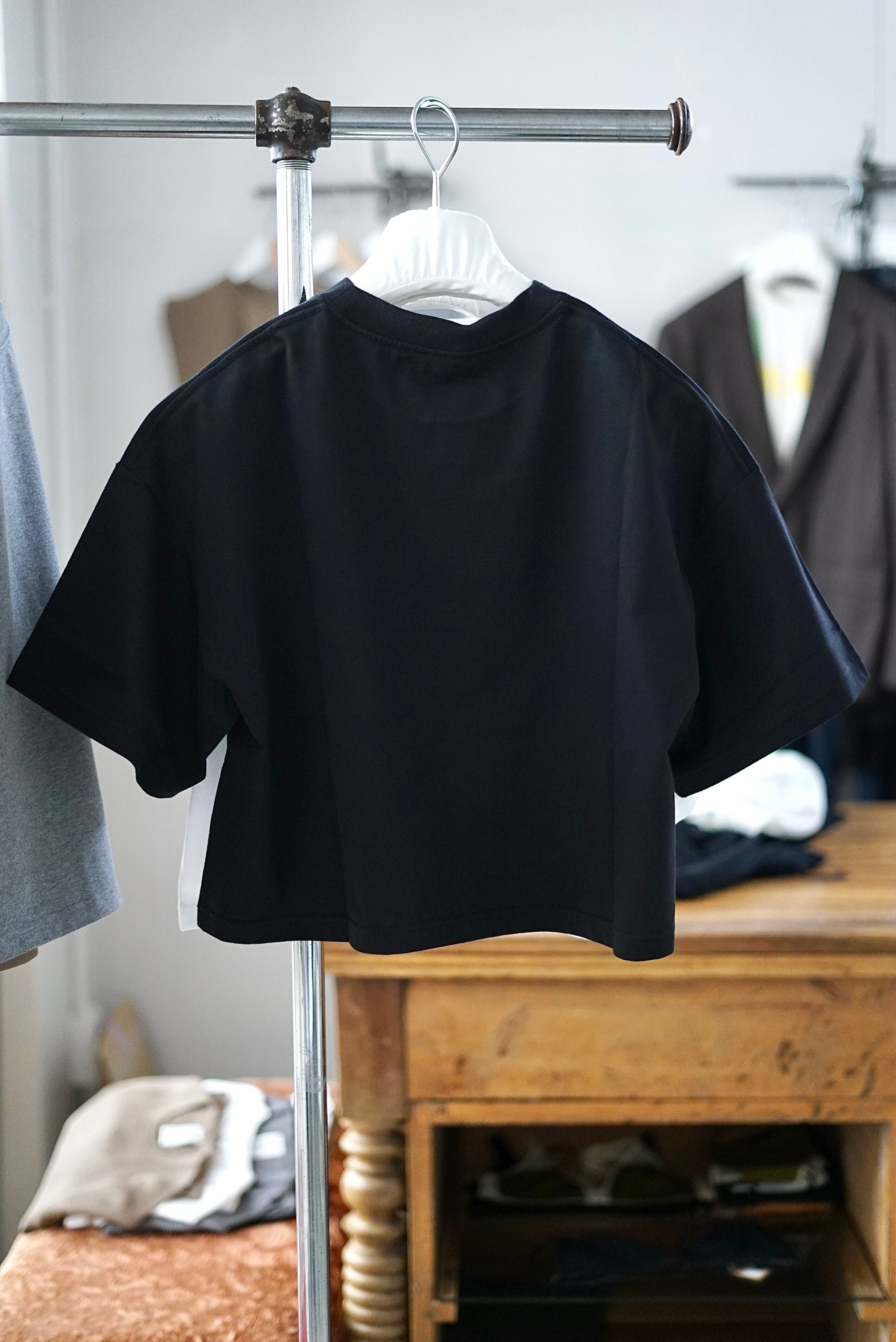 HYKE / CROPPED SHORT-SLV TEE /BIG FIT(6.5OZ) (BLACK / WHITE / TOP