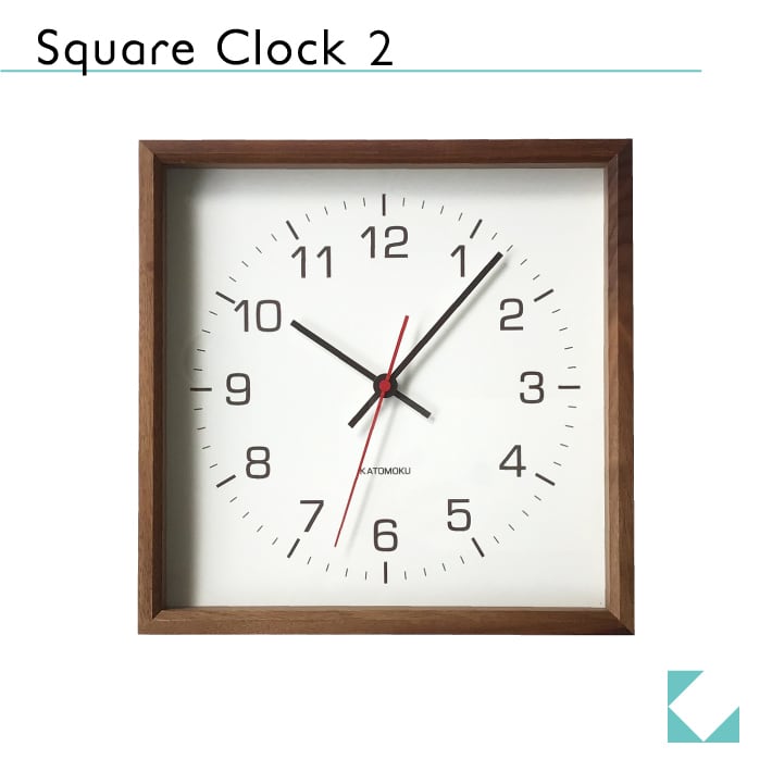 【新着商品】KATOMOKU muku square clock 2 ウォールナ KATOMOKU muku square clock 2 ウォールナット km-65WA | 加藤木工株式