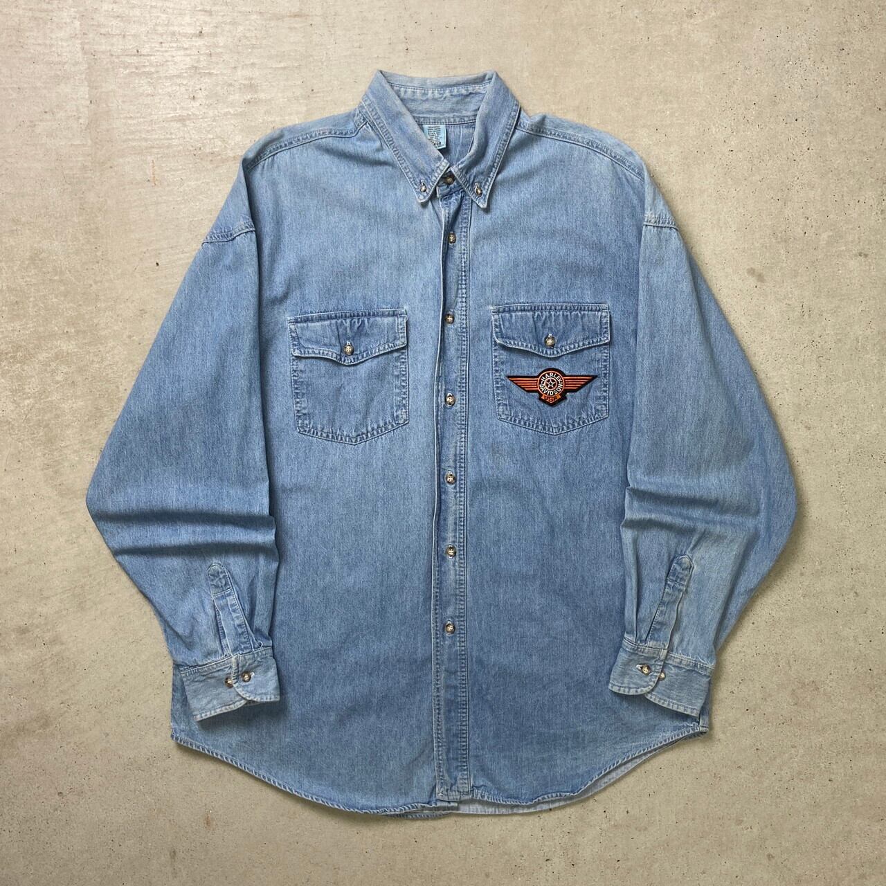 Harley-Davidson ハーレーダビッドソン デニムシャツ ワッペン メンズ 
