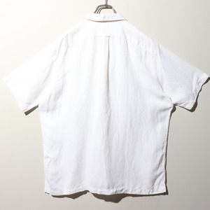 Deadstock L オフホワイト Caldwell シルクリネン ポロラルフローレン 半袖開襟シャツ 白