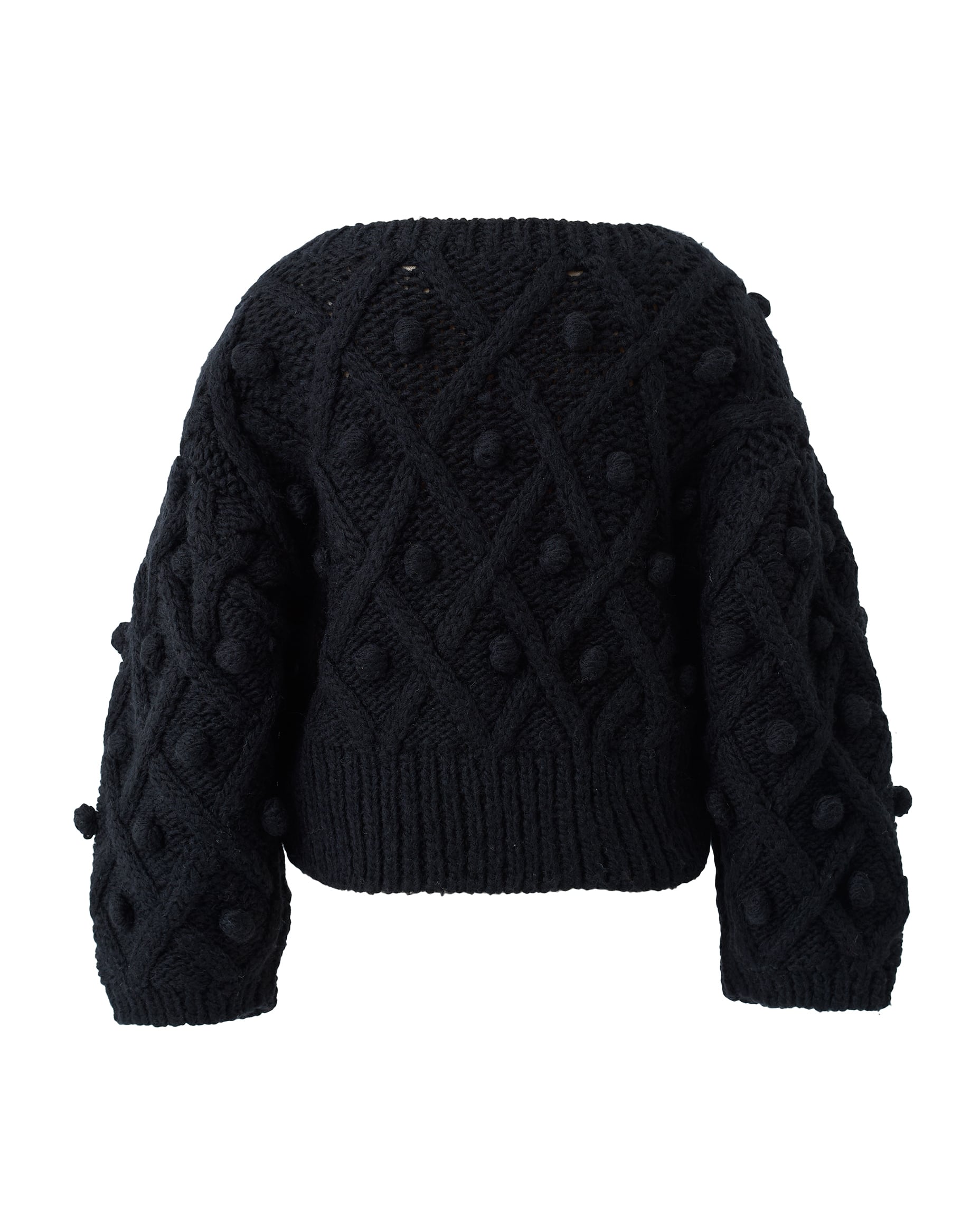 手編みポンポンカーディガン Florent ブラック | Cygne 