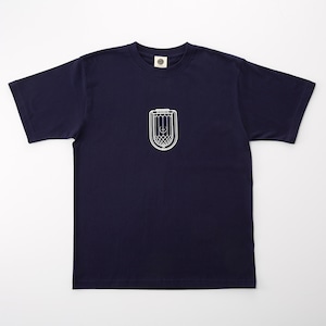 鉄道Tシャツ｜地下鉄　ランプ　予備灯　非常灯　室内灯　ネイビー × クリーム（ Navy × Cream ） 鉄道グッズ　紺　Underground railway ramp T-shirt