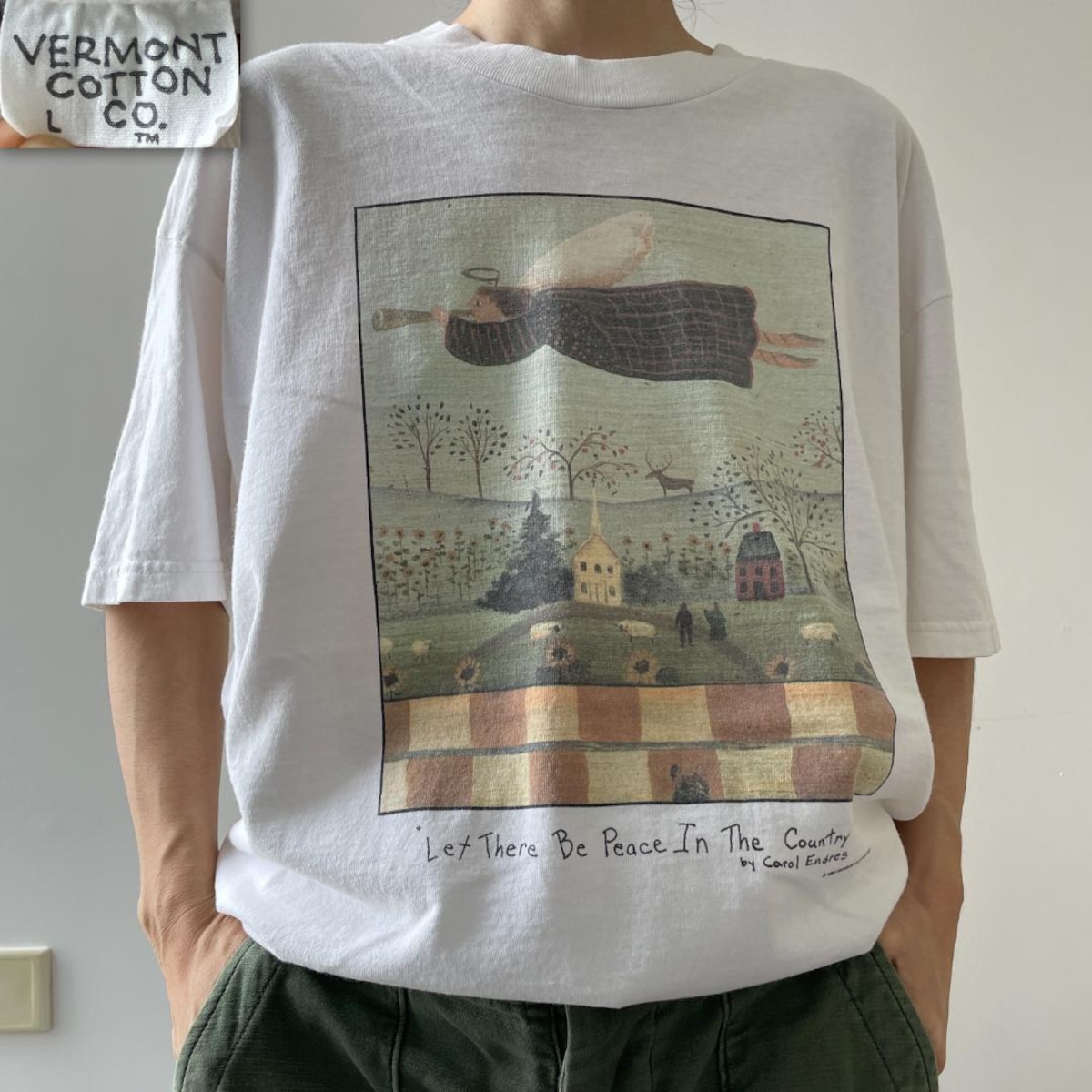 tGG148 90s Tシャツ イラスト 洋書アート 天使 エンジェル USA製 