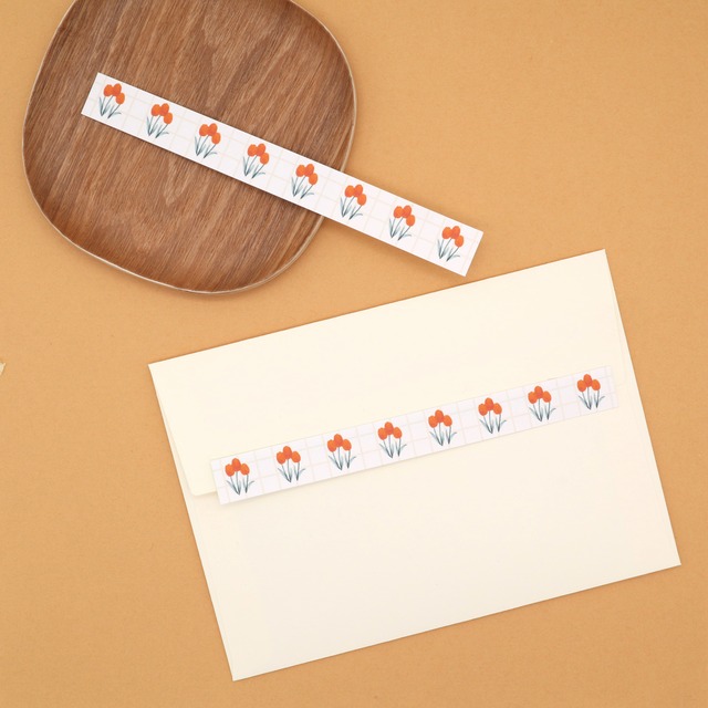 くまとオレンジチューリップのレターセット