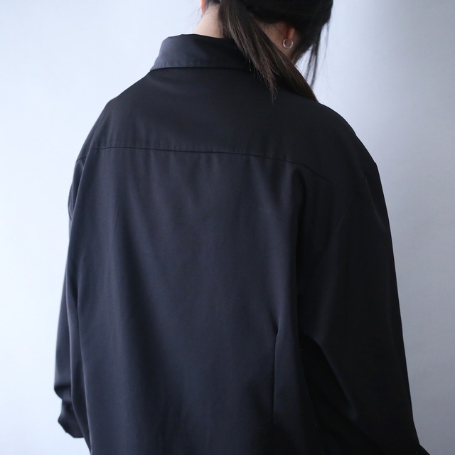 "刺繍×薔薇" one point design loose silhouette black mode shirt