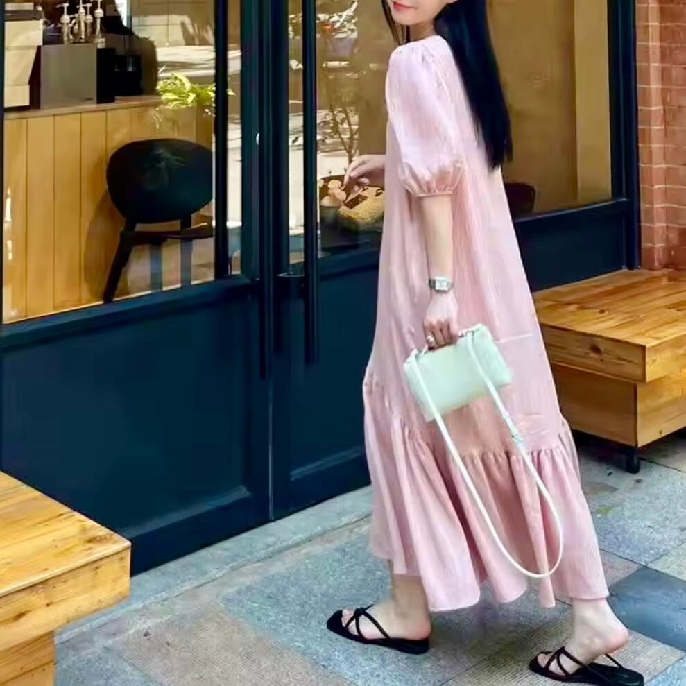 パフスリーブリラックスワンピース