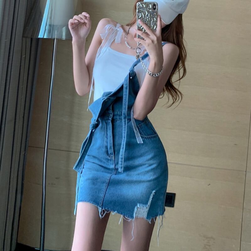 リボンスリムトップス ブレストスカート セット YY-ファッション87979582559