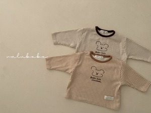 【valu bebe】格子チェックベアT brown check 60〜90cm【240201va】