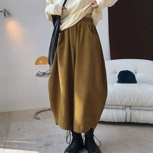 【ファッション】 9分丈 無地 ハイウエスト フリー 秋冬 レディース カジュアルパンツ