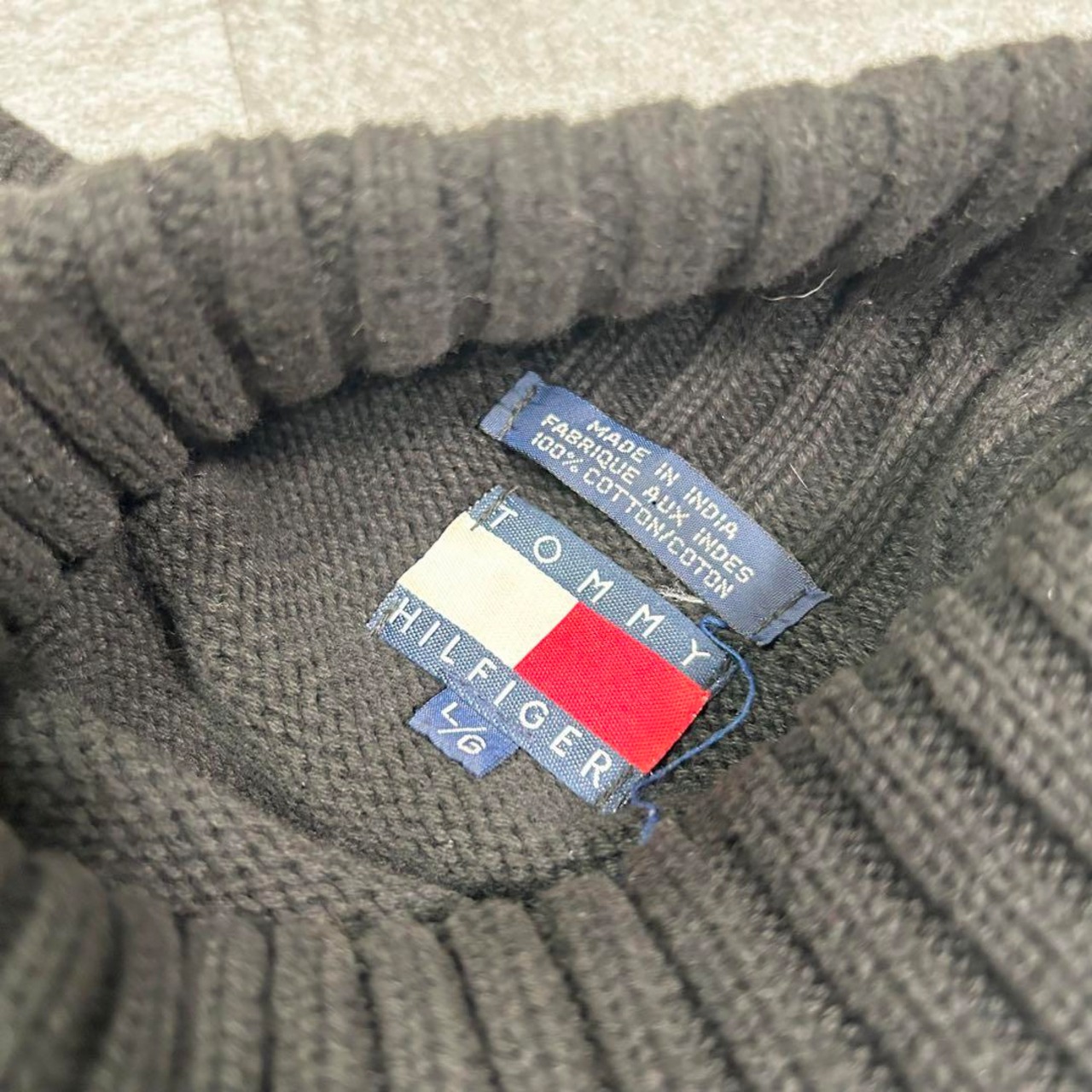 【極上】トミーヒルフィガー タートルネックニット 90s ロゴ刺繍 神配色 美品