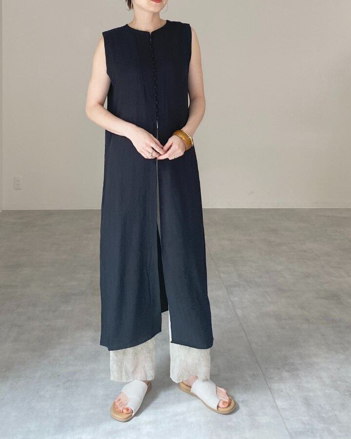 即納ベージュラスト１個 前後2way 楊柳 ノースリーブ ロング ジレワンピース Op T160 She S Closet