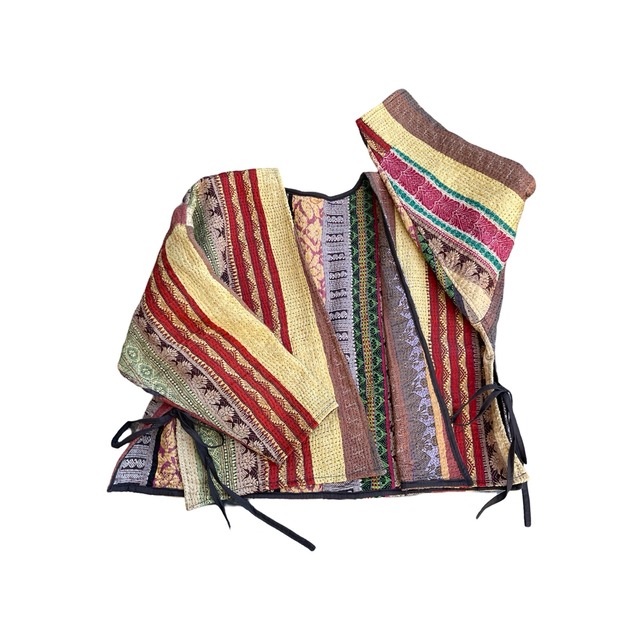 saruche Vintage グドゥリー 刺子のサイドリボンリバーシブルジャケット