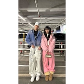 【暖かさUP】ストリートKLICK CLAK刺繍ファー中綿ジャケット T1995