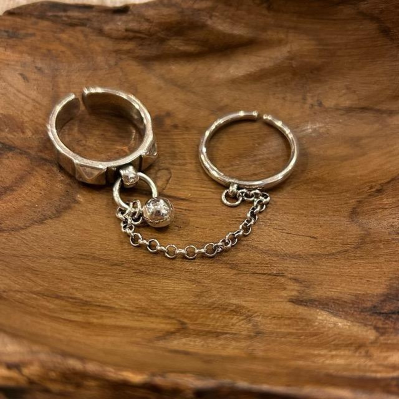 TOPANGA Jewelry Silver Twin Chain Ring Size 12 13 Silver Twin Chain Ring Ring Accessory Present Simple Silver Double Gift Twin Chain
