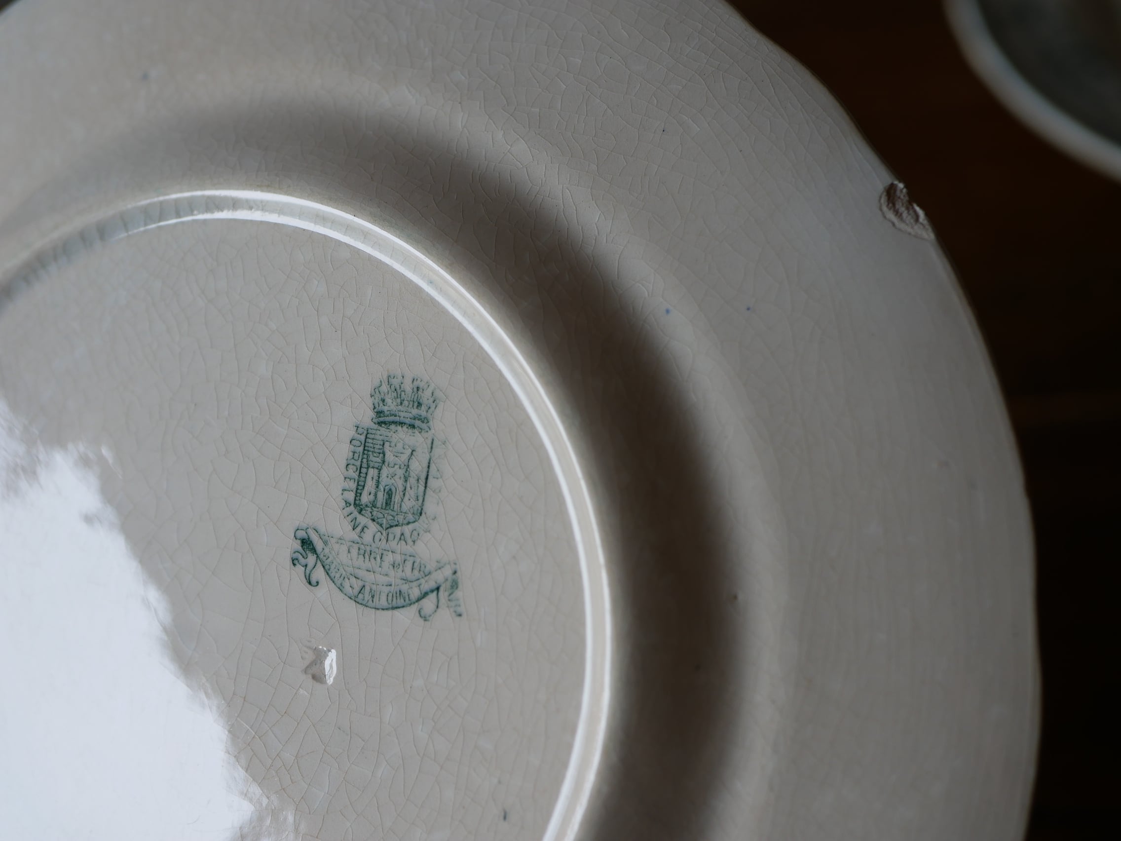 在庫→2 GIEN ”マリーアントワネット” プレートフランスアンティーク