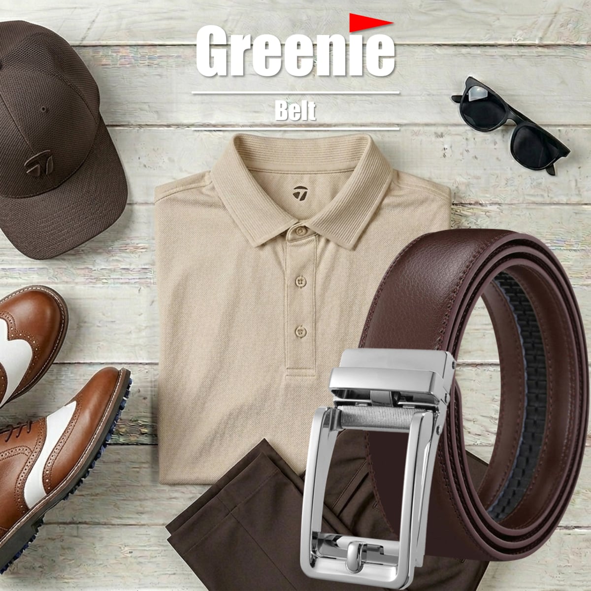 Greenie (グリーニー) ベルト ゴルフ Golf オートロック PUレザー