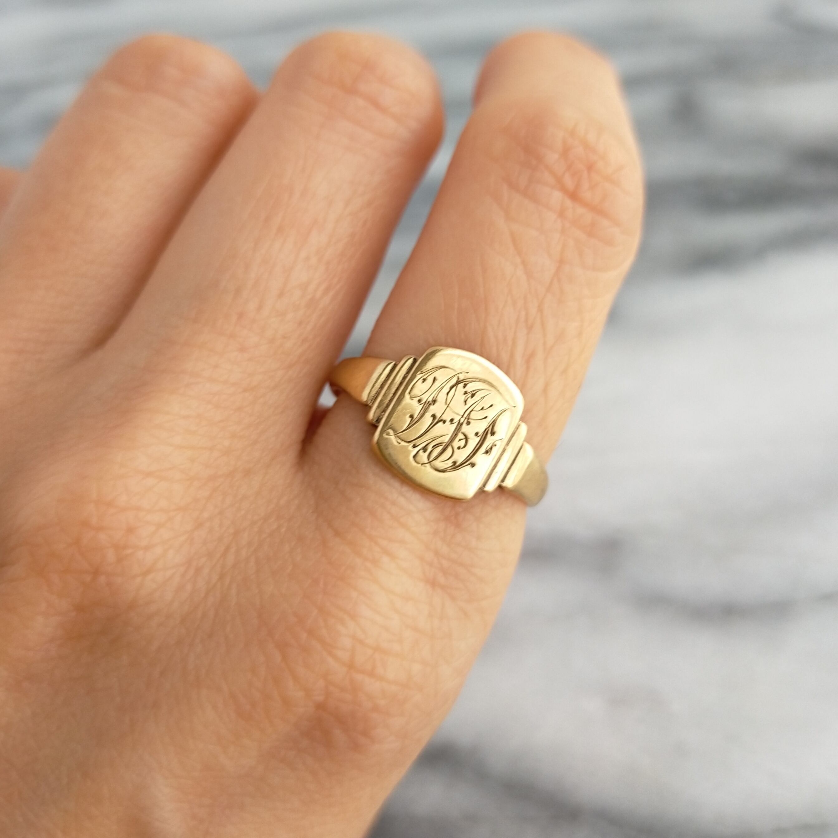 UK 9k オニキス ヴィンテージ アンティーク ゴールド 甘ったるい  