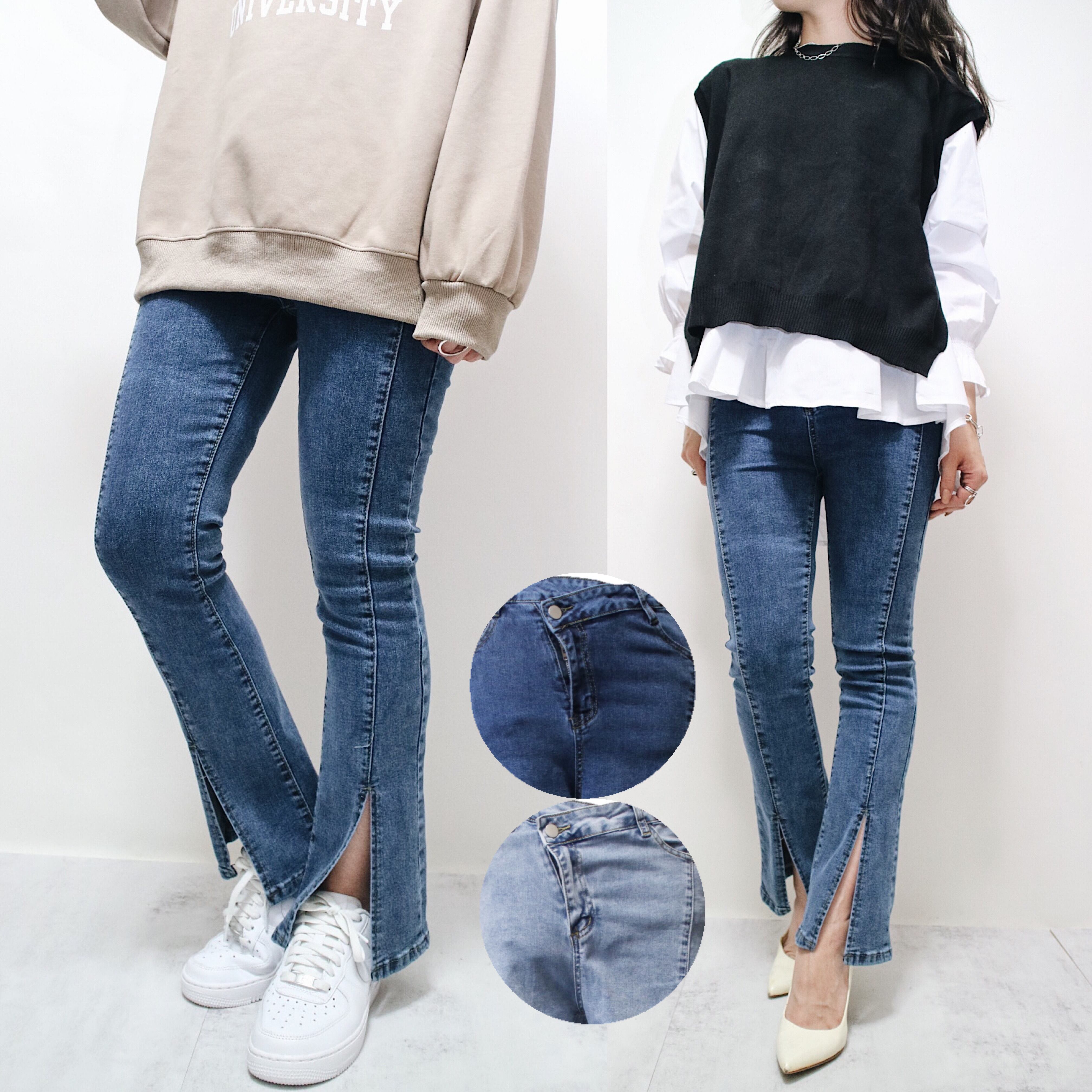 フロントスリットフレアデニム