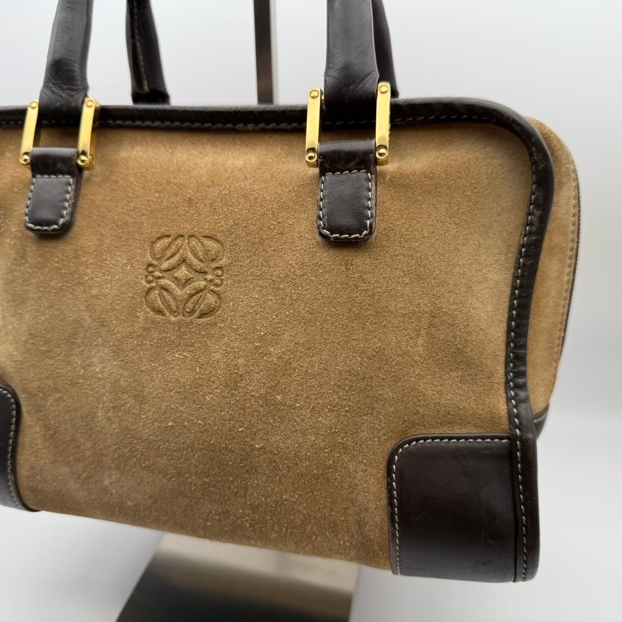 LOEWE / ロエベ アマソナ スエード ボストンバッグ（アナグラムロゴ