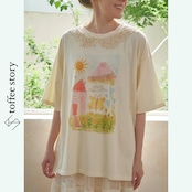 物語の世界へ訪れた かぎ針編みカラーのルーズTシャツ 《Y0252》