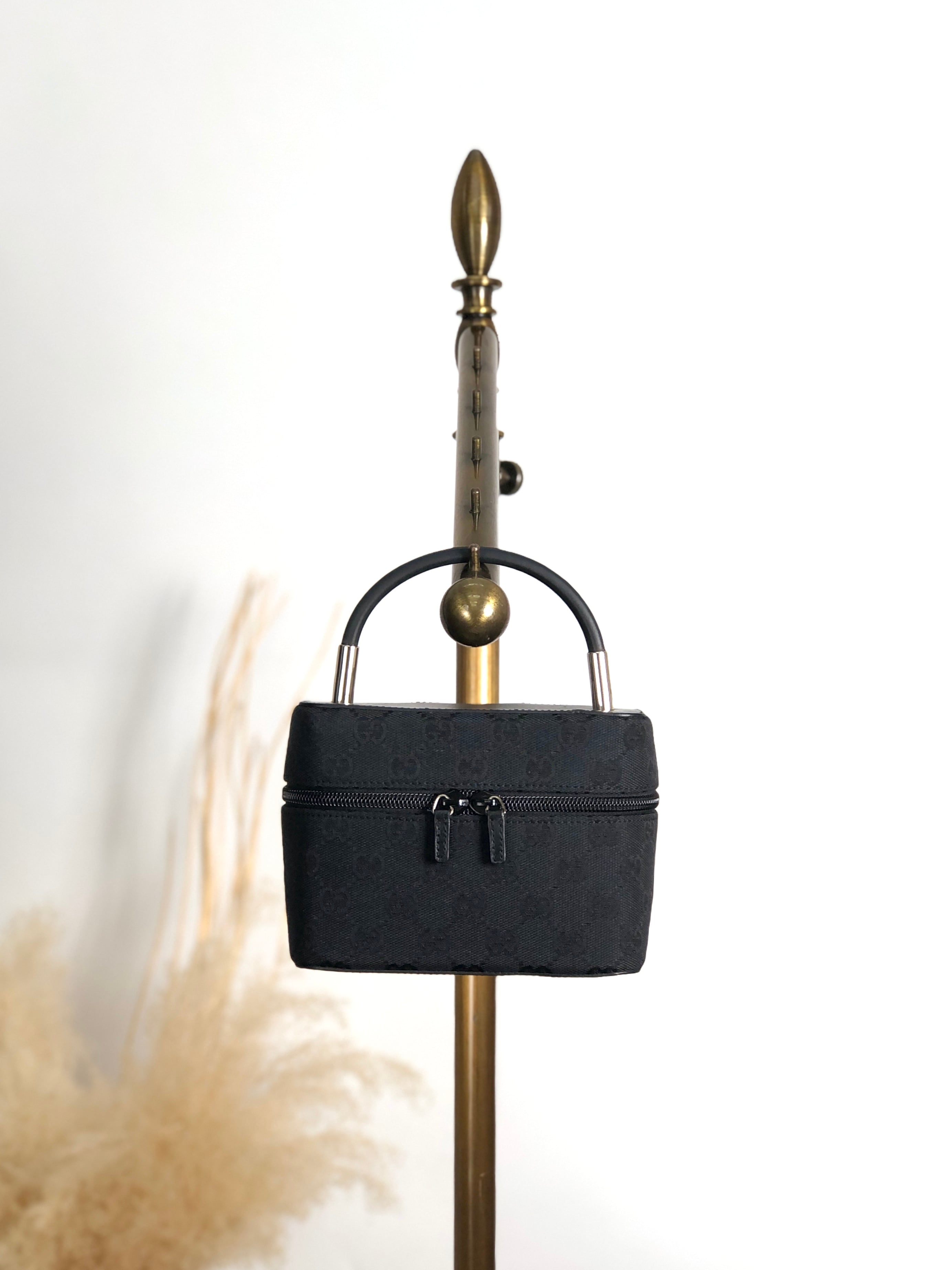 GUCCI グッチ GGキャンバス ハンドバッグ ブラック ジャガード バニティバッグ ミニバッグ vintage ヴィンテージ オールド ddp5pe