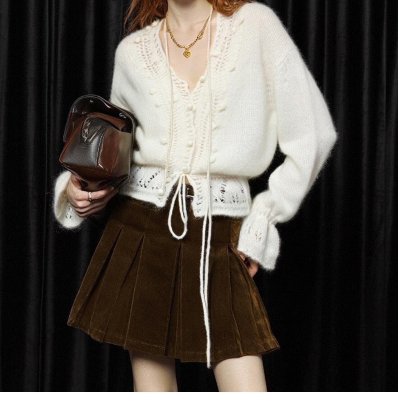 Lace Trim Knit Cardigan L00626