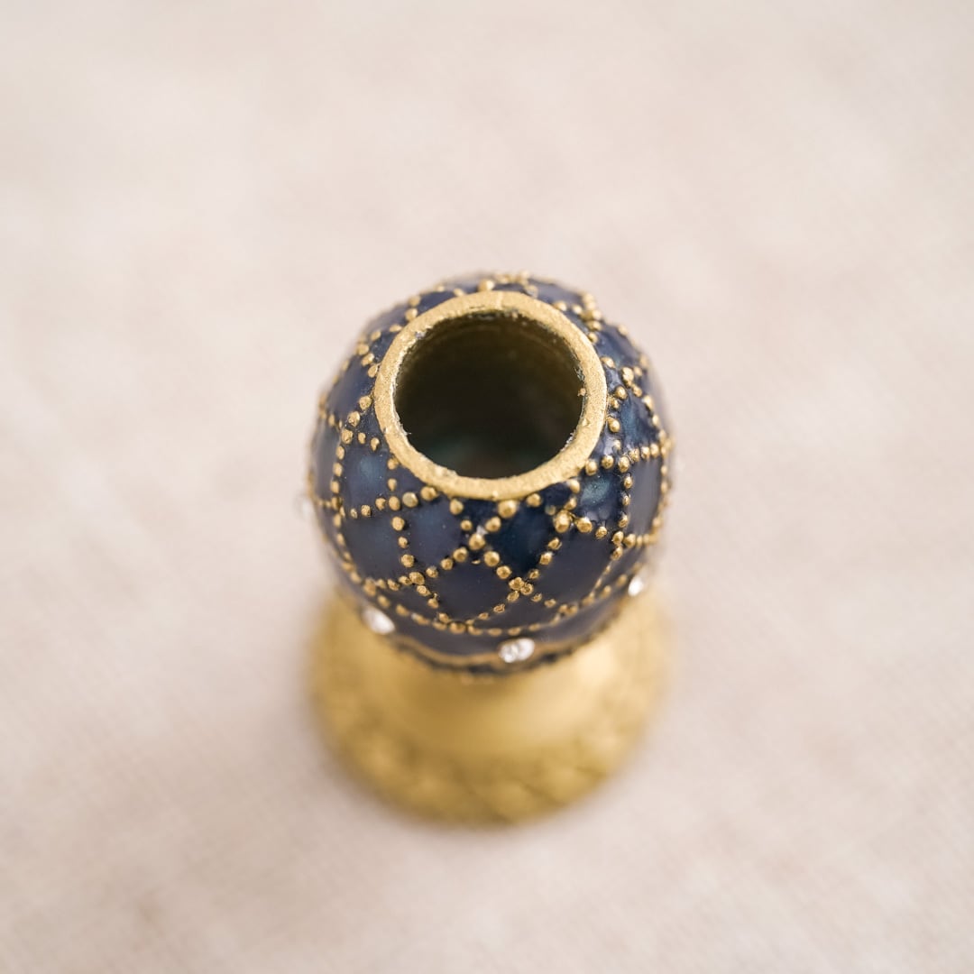 【刻印有】ファベルジェ FABERGÉ クリスタル キャンドルホルダー ブルー Faberge Collection: Candle Holder Blue | flemington