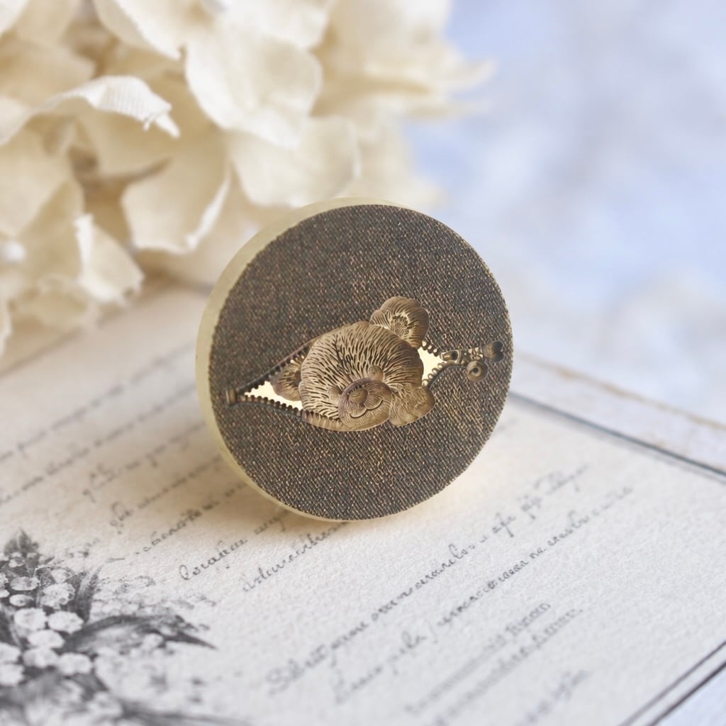 少数入荷】Wax Seal Stamp Fluffy peeking bear【ヘッドのみ
