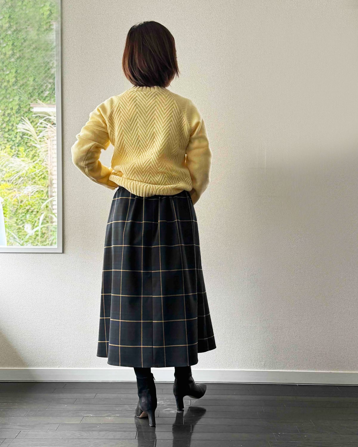 チェック柄タックフレアスカート【 日本製 / 手洗い可】 | 小さい