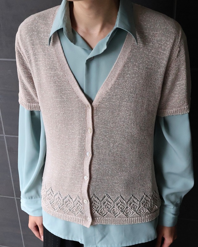 coloring sheer half sleeve cardigan