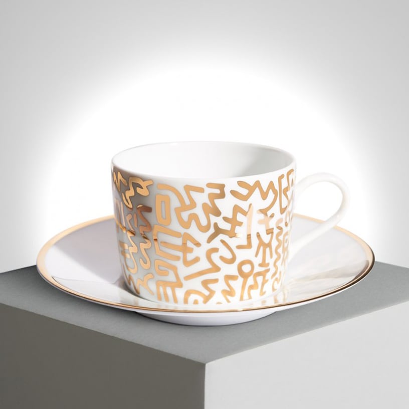 Keith HARING  ”Gold Pattern”  Tea Cup & Plate
