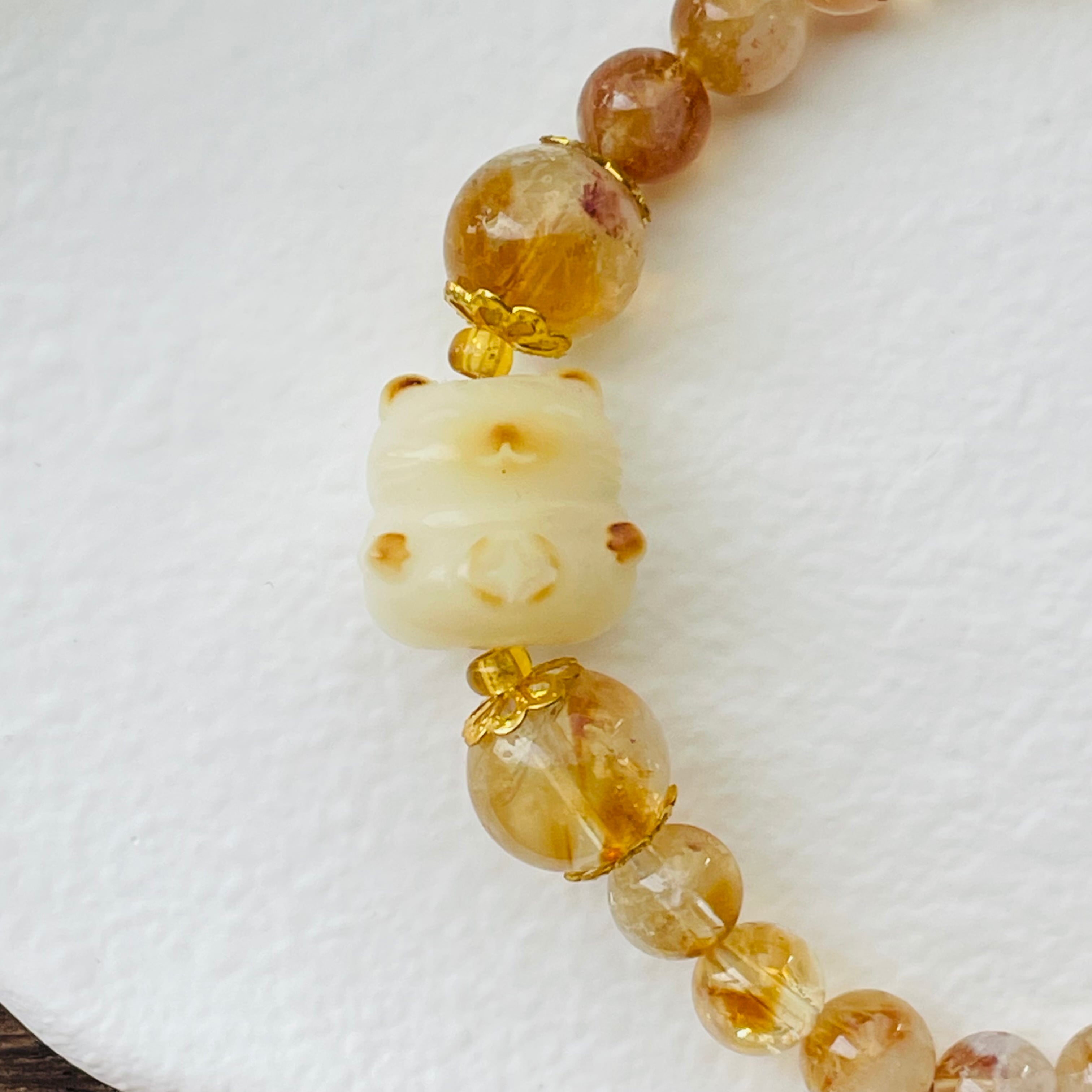 41224-⑱猫×パワーストーン|ブレスレット|財運・貯蓄運| 猫雑貨 猫モチーフ 猫グッズ アクセサリー 天然石 プレゼント ギフト レディース