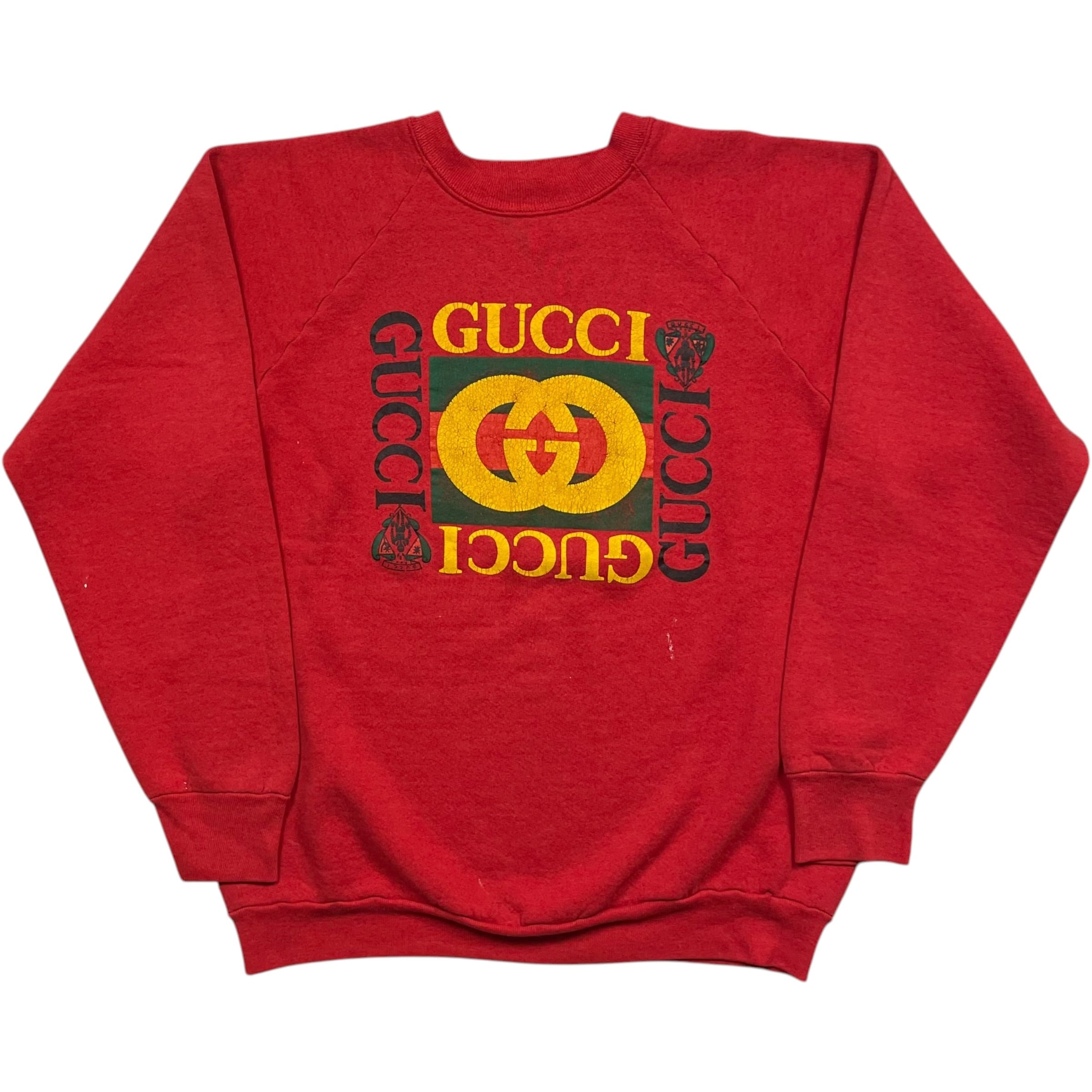 《L》 FRUIT OF THE ROOM フルーツオブザルーム スウェット GUCCI グッチ ブートレグ ラグランスリーブ レッド USA製 90年代 vintage no.9964