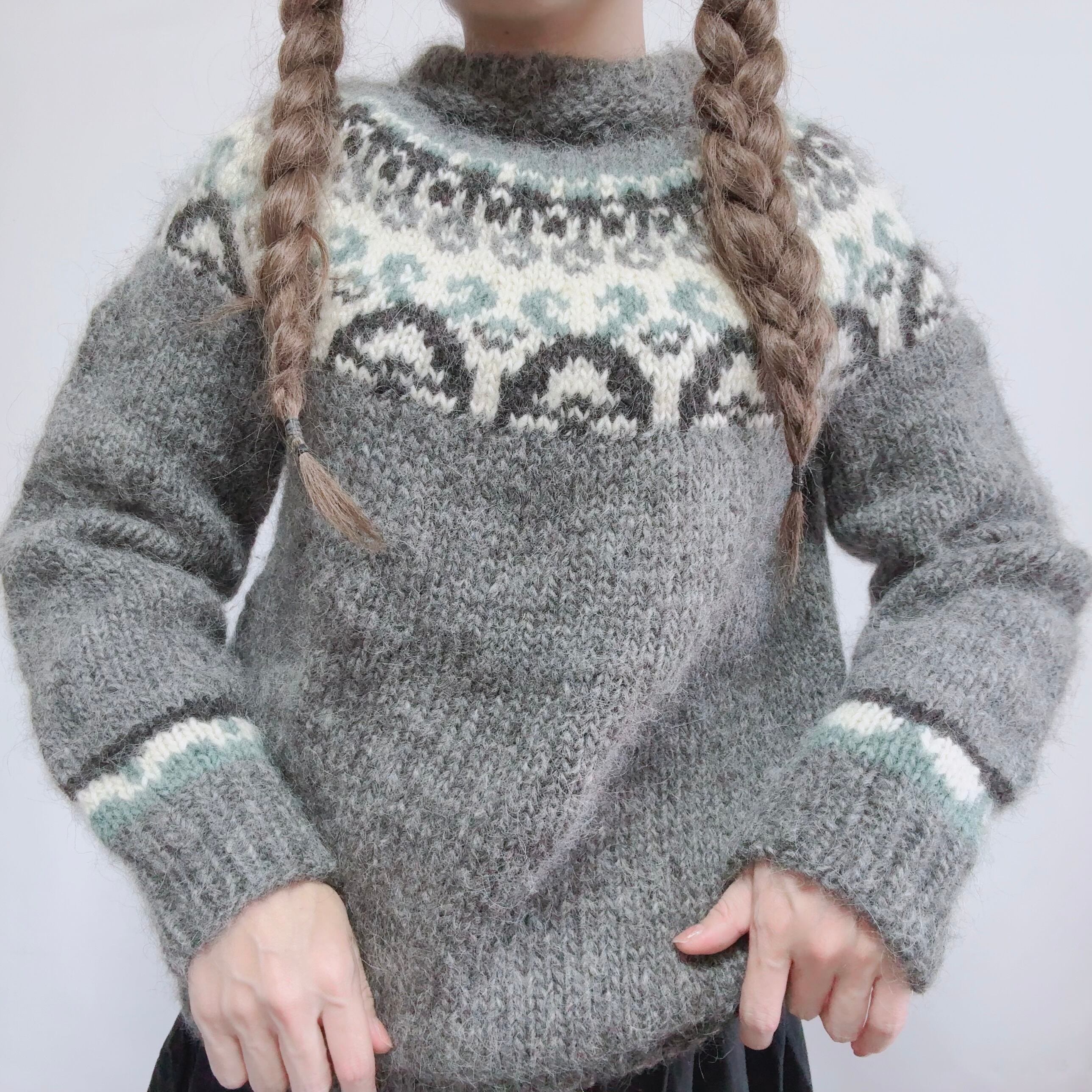 1970s Euro vintage hand knit／ヨーロッパ古着 ハンドニット ヨーク柄